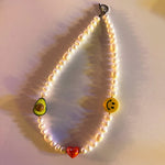 "Pure Green Energy on your neck." pearl necklace