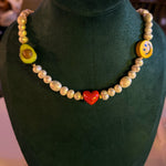 "Pure Green Energy on your neck." pearl necklace