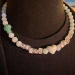 "Jesus Saves" Aquamarine Gemstone Necklace