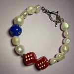 double Red dice pearl bracelet