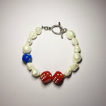 double Red dice pearl bracelet
