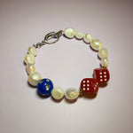 double Red dice pearl bracelet