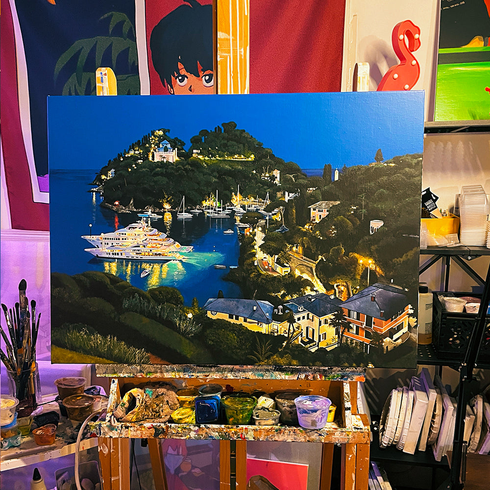 'Portofino night' original painting