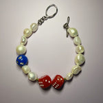 double Red dice pearl bracelet