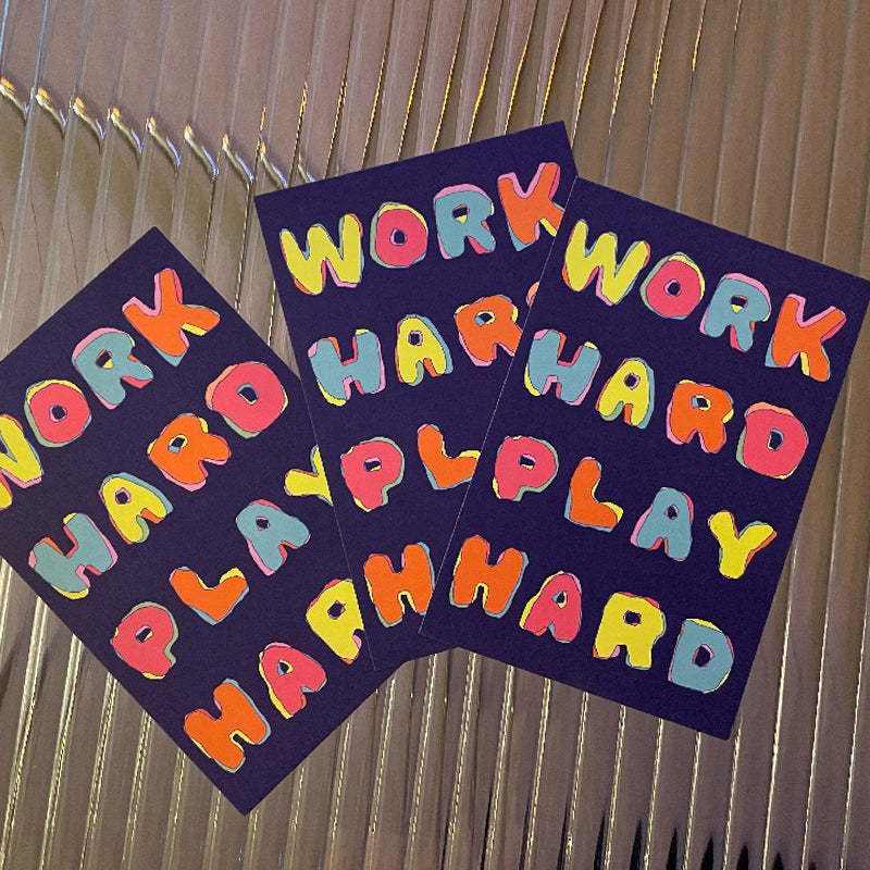 WORK HARD PLAY HARD POST CARD SET